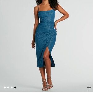 Windsor Sparkling Teal Midi Dress